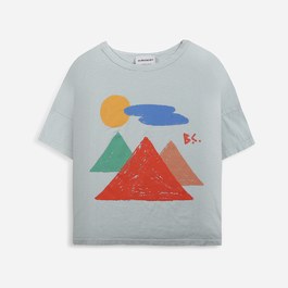 薄荷綠山景刷色有機棉Tee(版型偏大)
