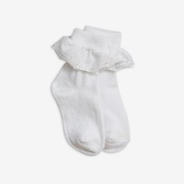 白色布蕾絲短襪