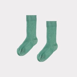 湖水綠羅紋中筒襪