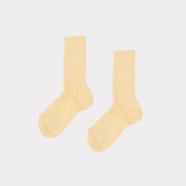 香蕉黃羅紋中筒襪